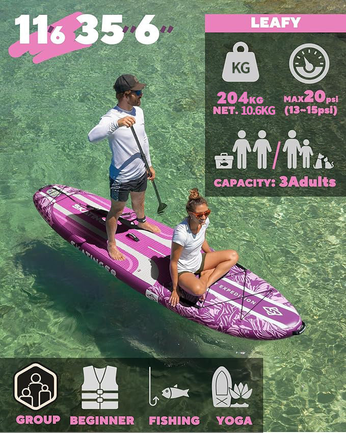 Leafy Expedition Pink 11'6*35"*6" SUP Board